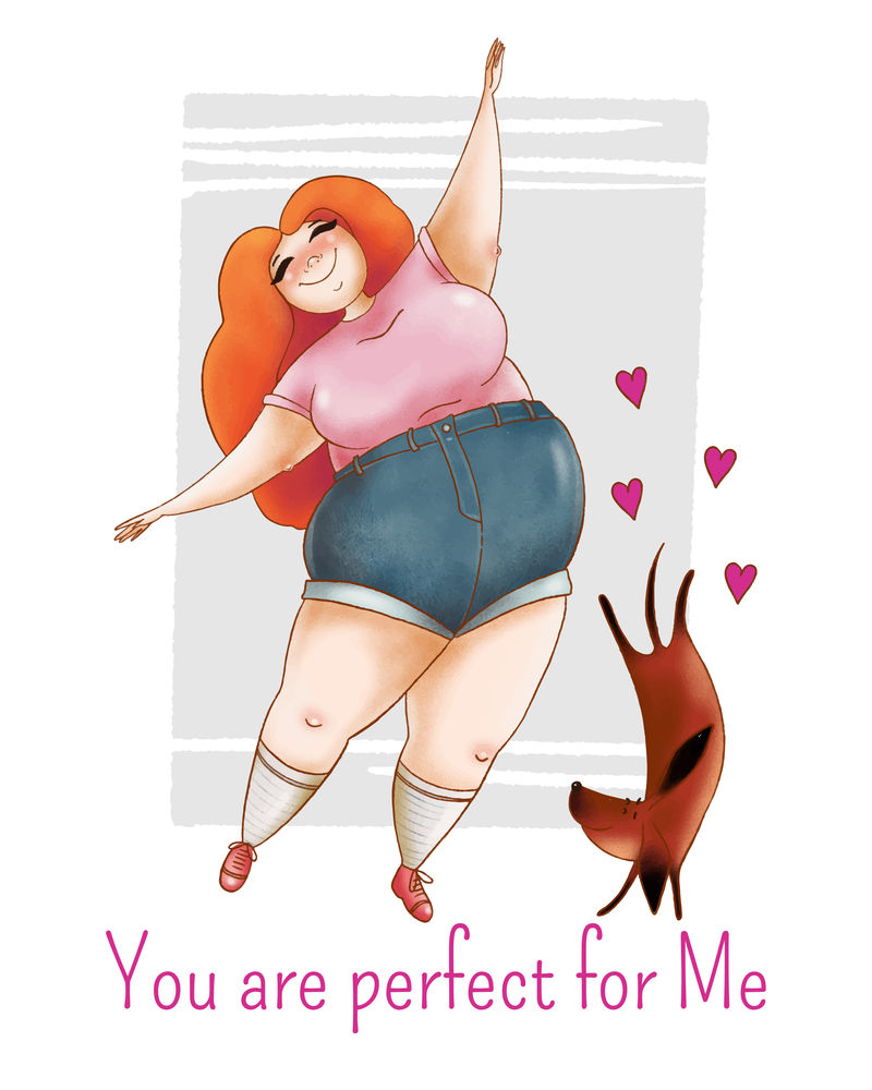 矢量美女与狗狗插画