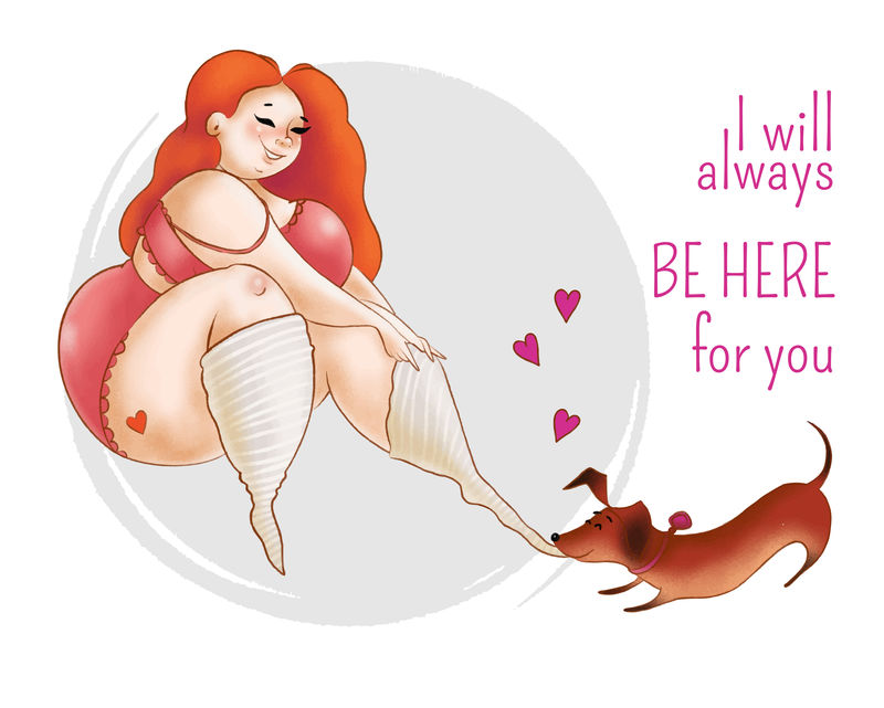 矢量美女与狗狗插画