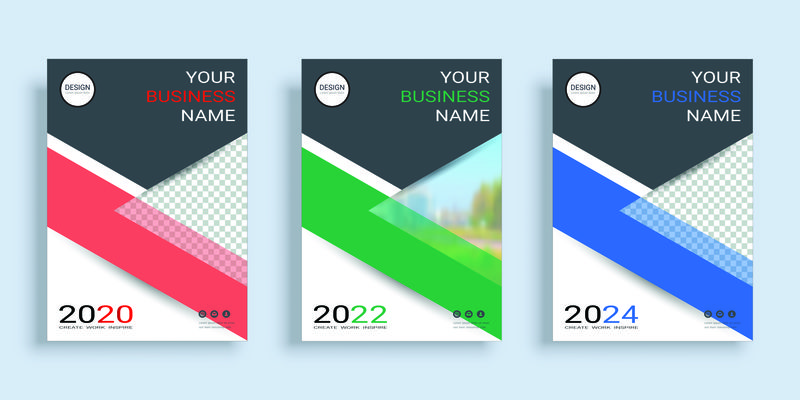 A4版面的海报封面设计模板-带照片背景空间-包括3种颜色-用于年度报告、建议书、公文包、小册子、传单、小册子、目录、杂志、小册子