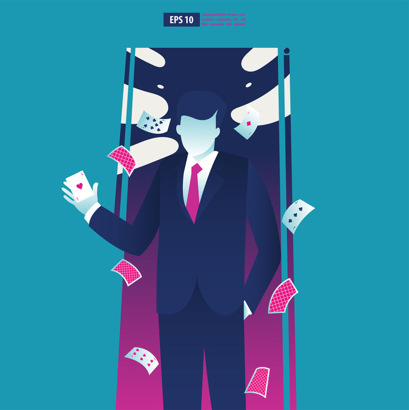 持王牌的商人-商业矢量图