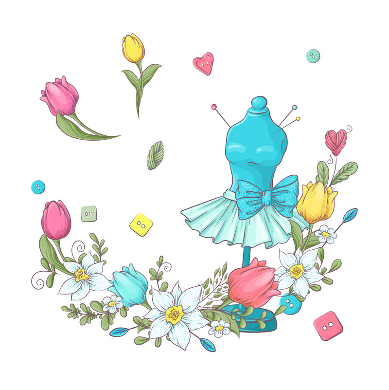 手绘针织品的商标。矢量图示