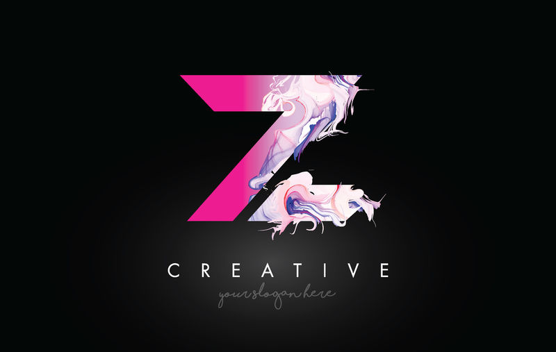 Z字母艺术紫漆流淌图标标志设计。创意I