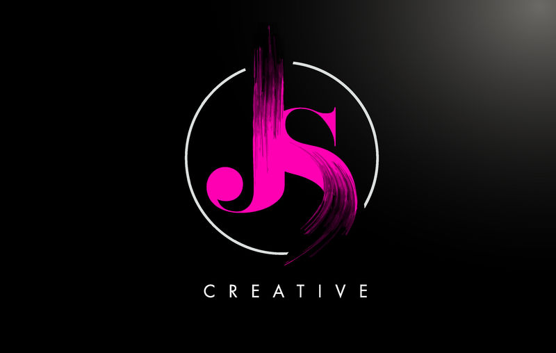 粉色JS笔划字母标志设计。粉色油漆标识删除器