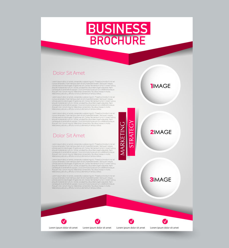 粉红色和红色传单矢量设计模板集商业手册年度报告或杂志封面