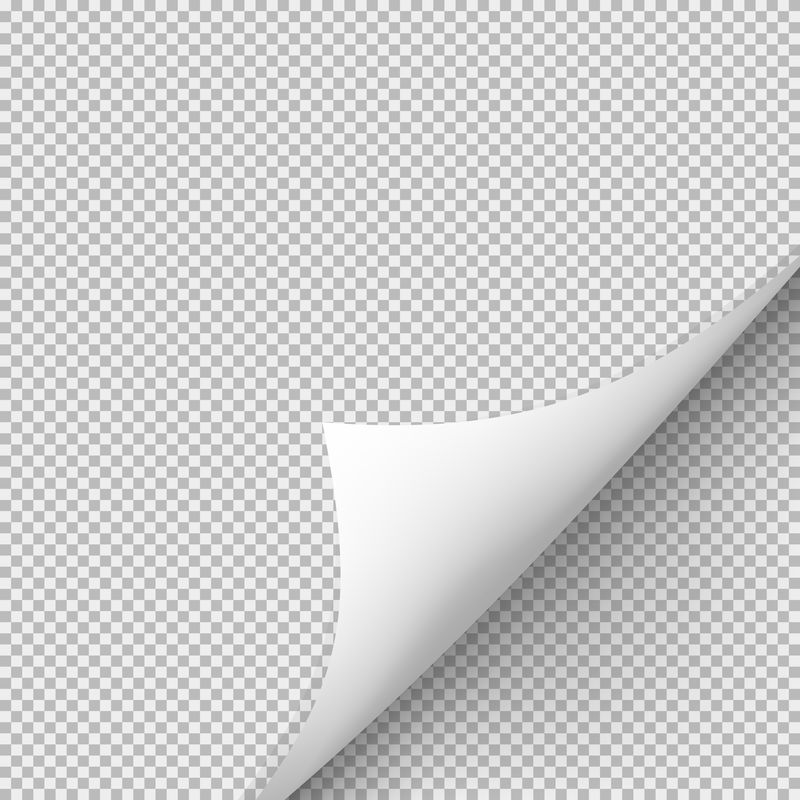 透明背景向量上带阴影的纸卷角