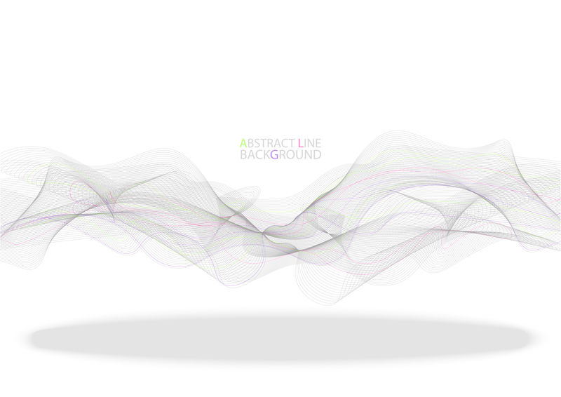 黑色背景矢量上孤立的彩色波浪线的提取