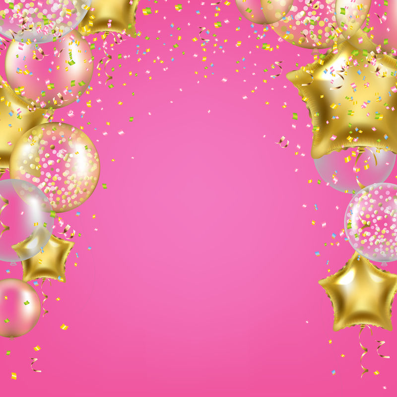 带有金星气球矢量的生日背景