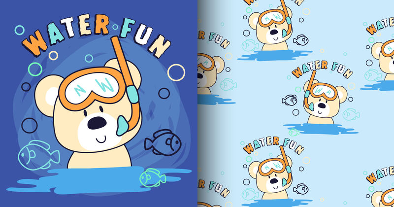 手绘可爱熊图案集矢量