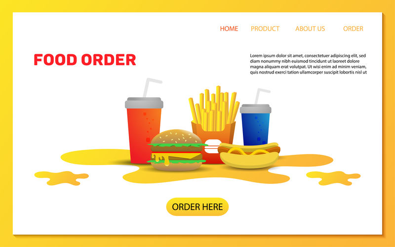 食品配送订单登录页模板向量