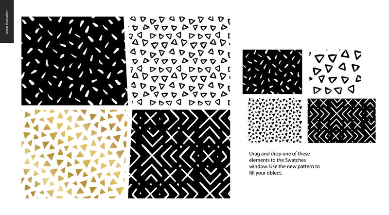 手绘图案块矢量