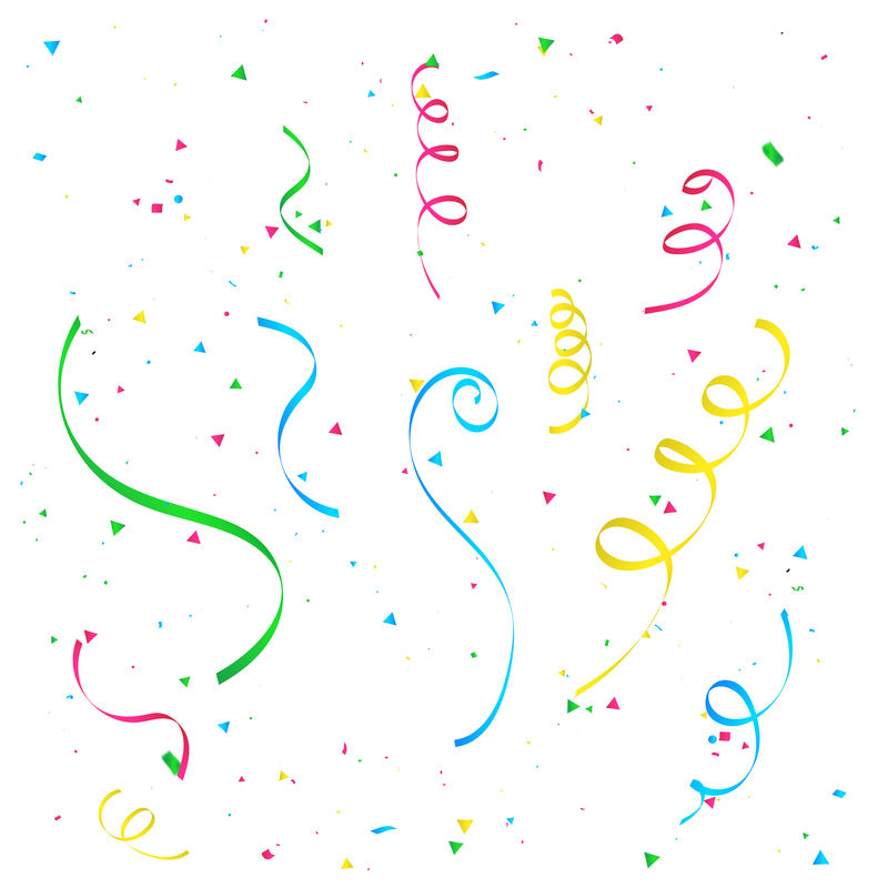 五彩缤纷的五彩纸屑概念设计庆典嘉年华飘带与节日丝带载体