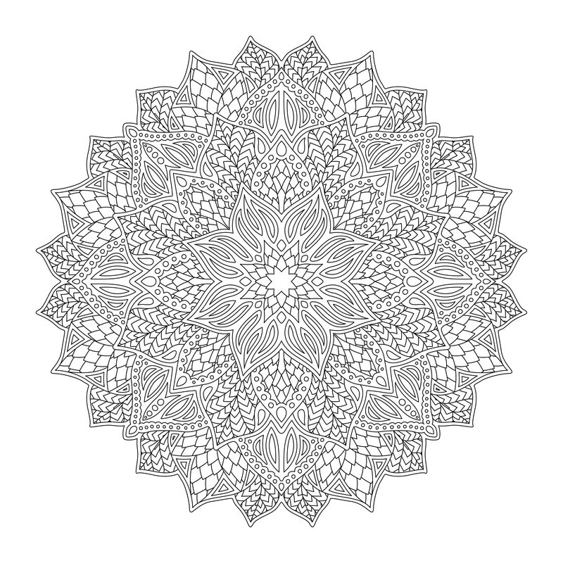 圆线形花曼陀罗矢量书的着色艺术