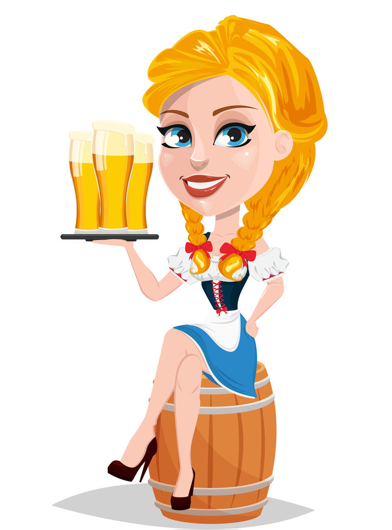 啤酒节红发女孩手持啤酒瓶