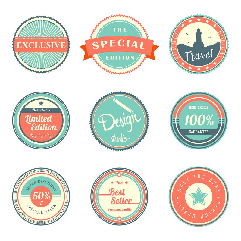 年份标签模板集向量