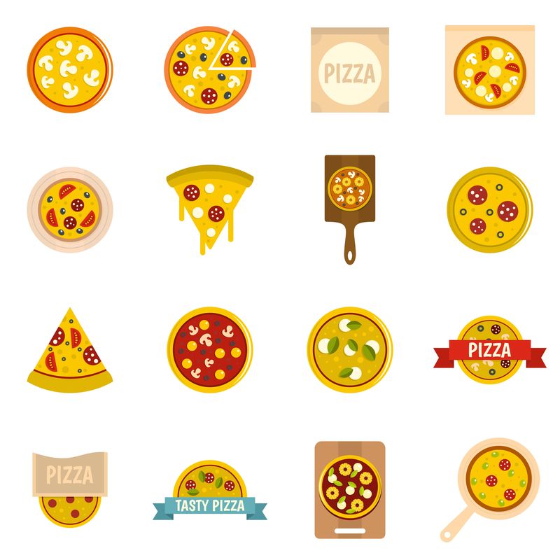以平面样式矢量设置的比萨饼图标