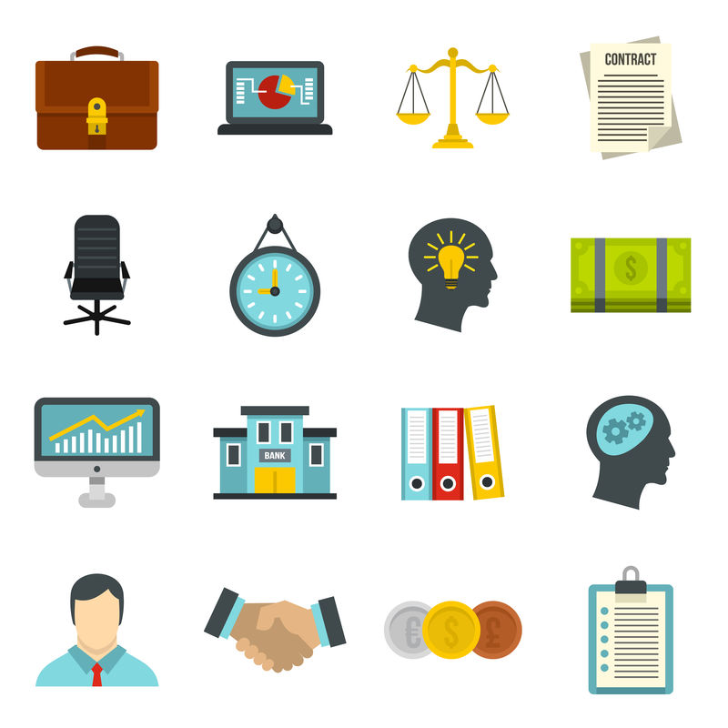 银行图标集向量