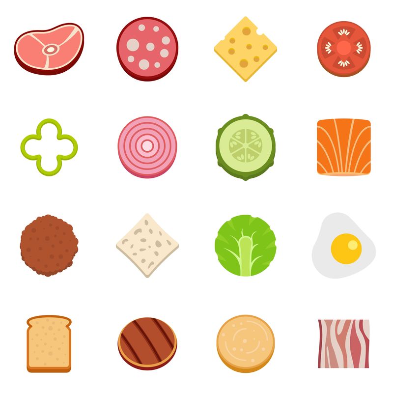 切片食品成分圖標集向量