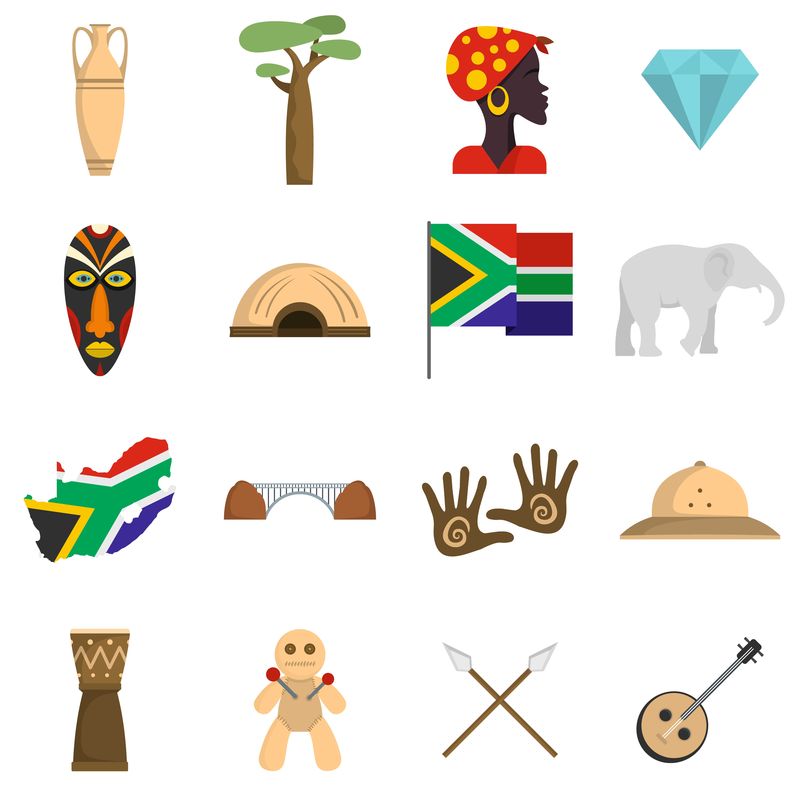 南非旅游图标集矢量