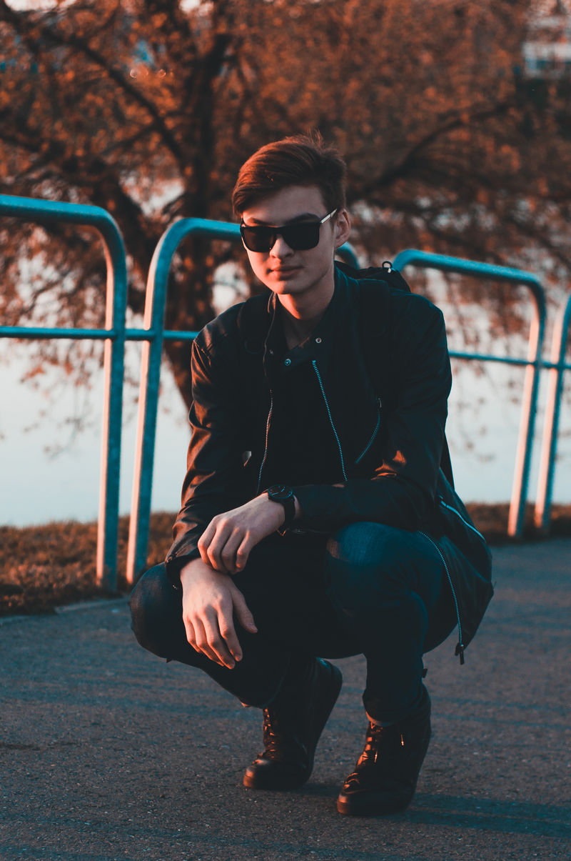 男式\黑色拉链夹克