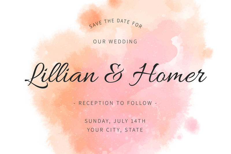 矢量水彩婚礼请帖设计