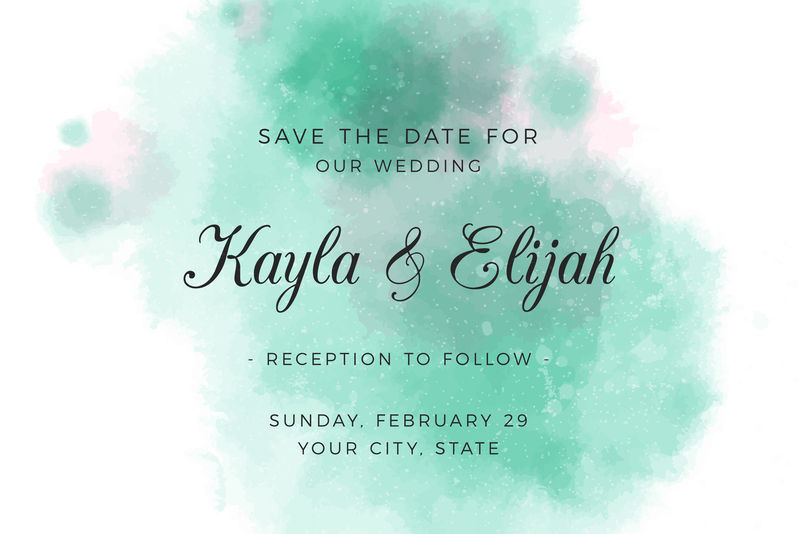 矢量水彩婚礼请帖设计