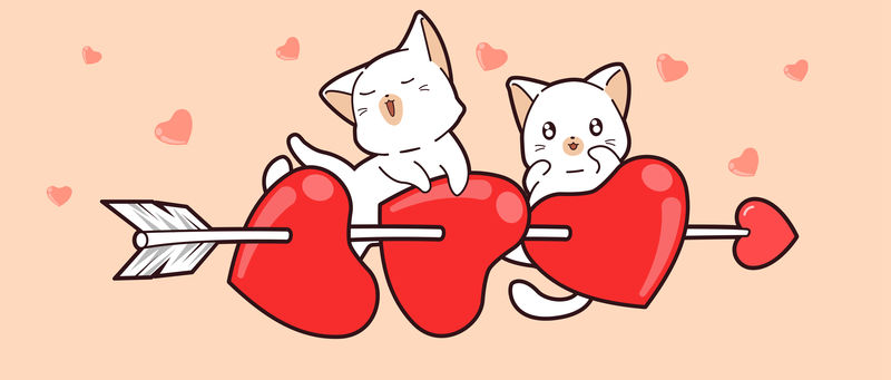 矢量情人节猫咪