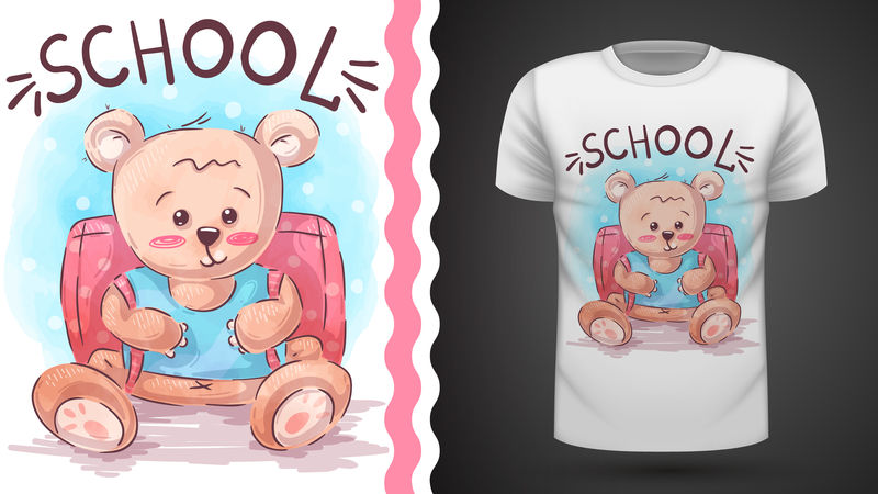 学校熊-创意印花t恤