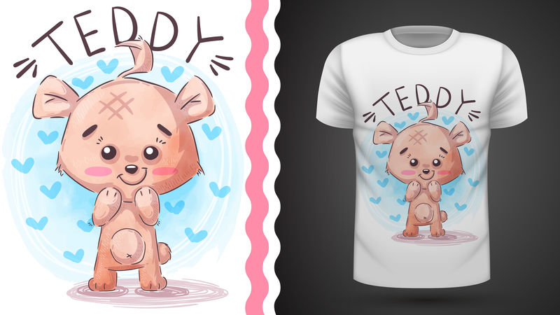 泰迪熊-印花t恤的创意。