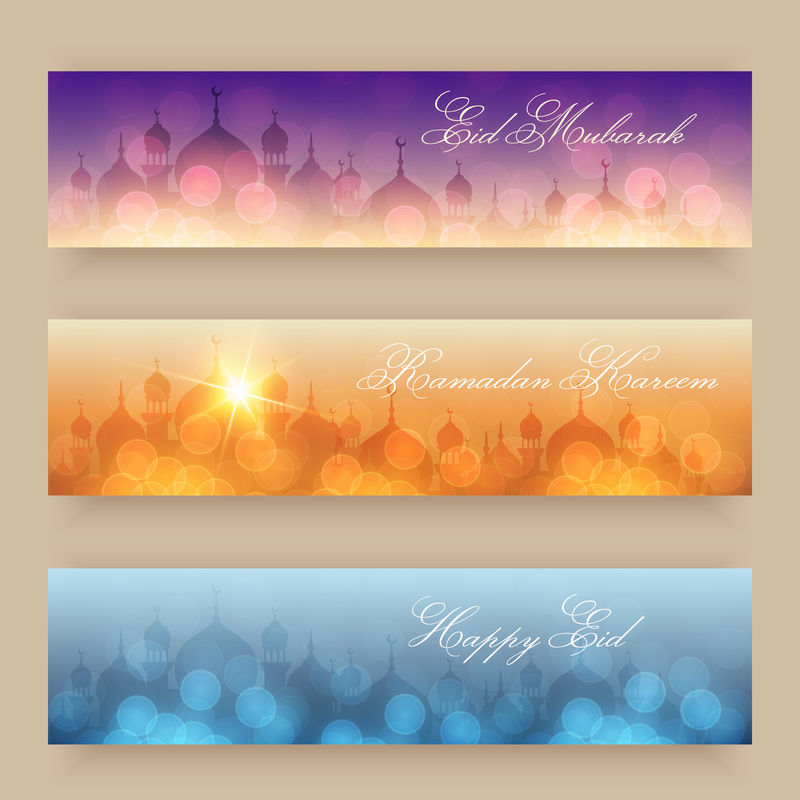 有清真寺和灯光的模糊背景