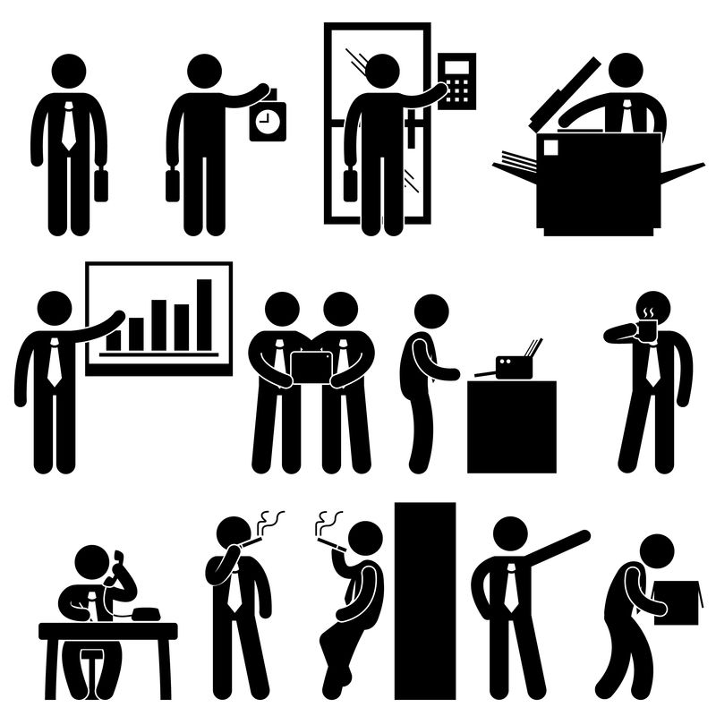 企业经营者职工办公场所职工办公场所工作图标符号标志象形图