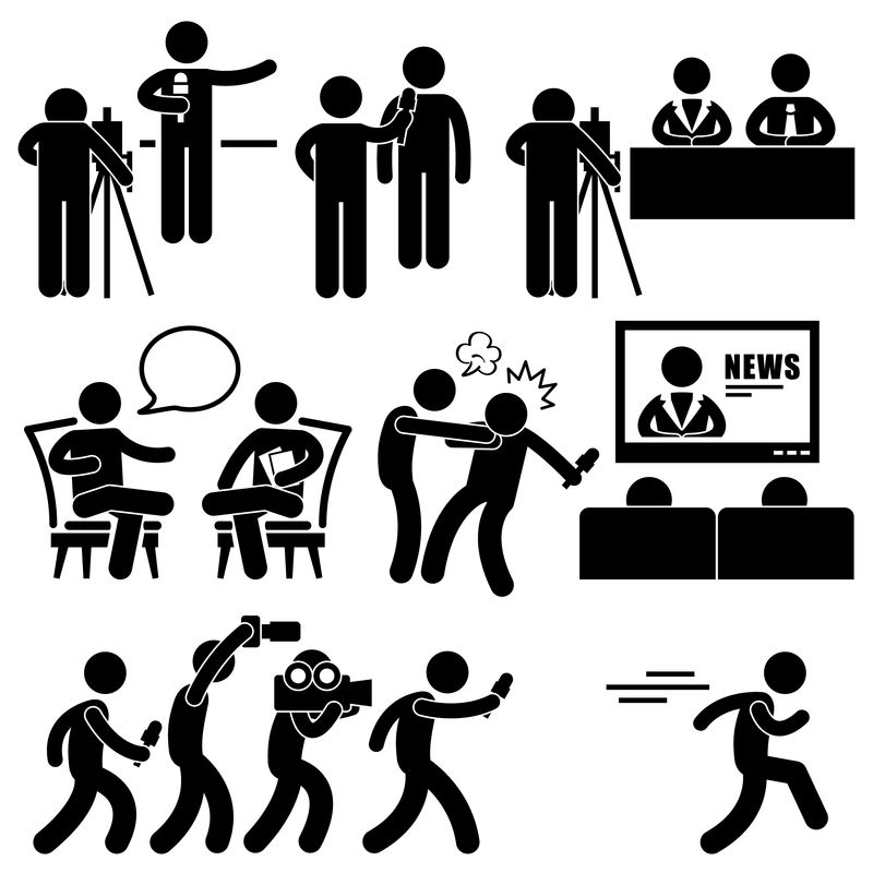 新闻记者主播女编辑室男脱口秀主持人贴人物象形图标