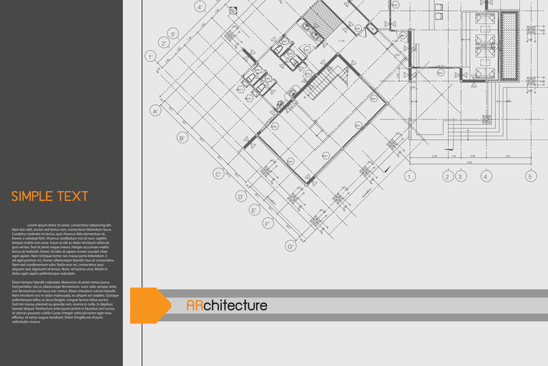 绘图桌上的建筑背景。矢量。