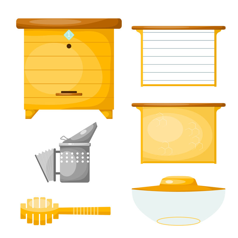 生产蜂蜜的一套物品。产品项目