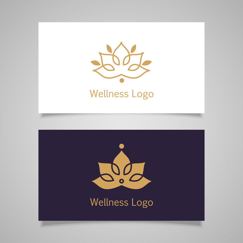 莲花符号图标。健康产业的矢量花卉标签