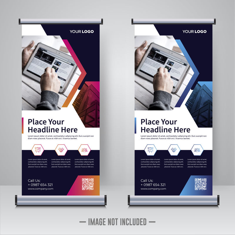 垂直卷起横幅-招牌小册子广告传单模板X横幅