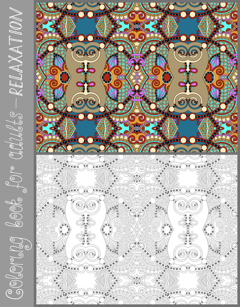 成人彩色书页-花色佩斯利设计