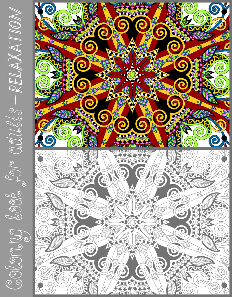 成人彩色书页-花色佩斯利设计