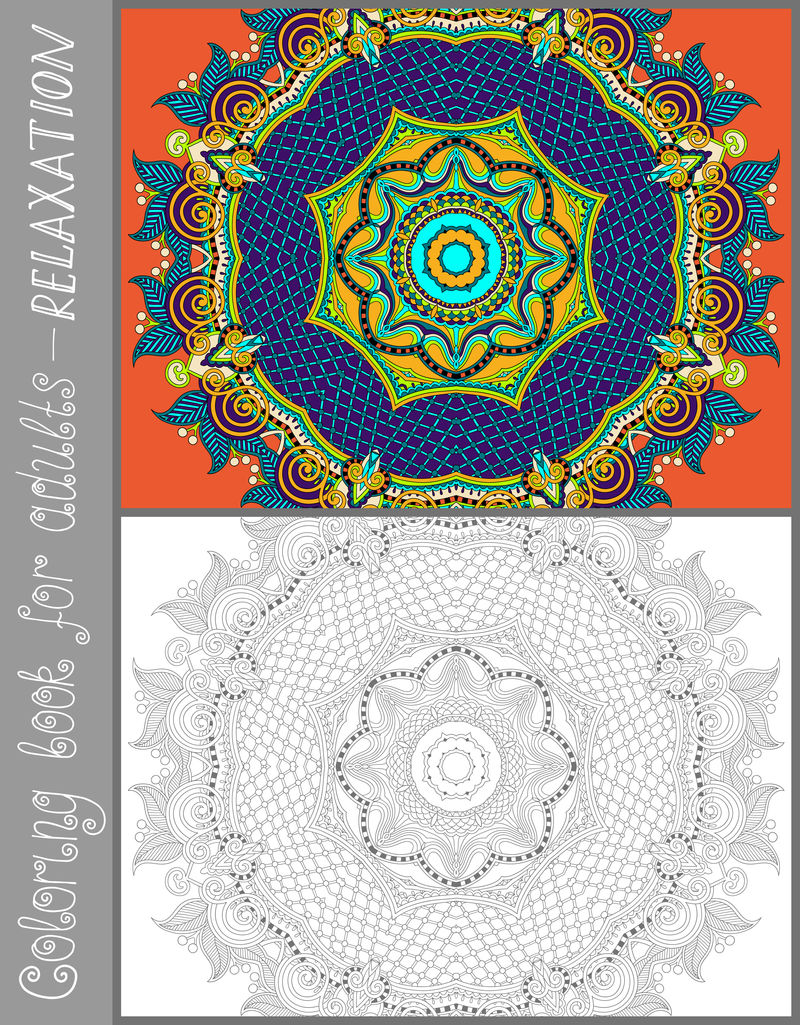 成人彩色书页-花色佩斯利设计