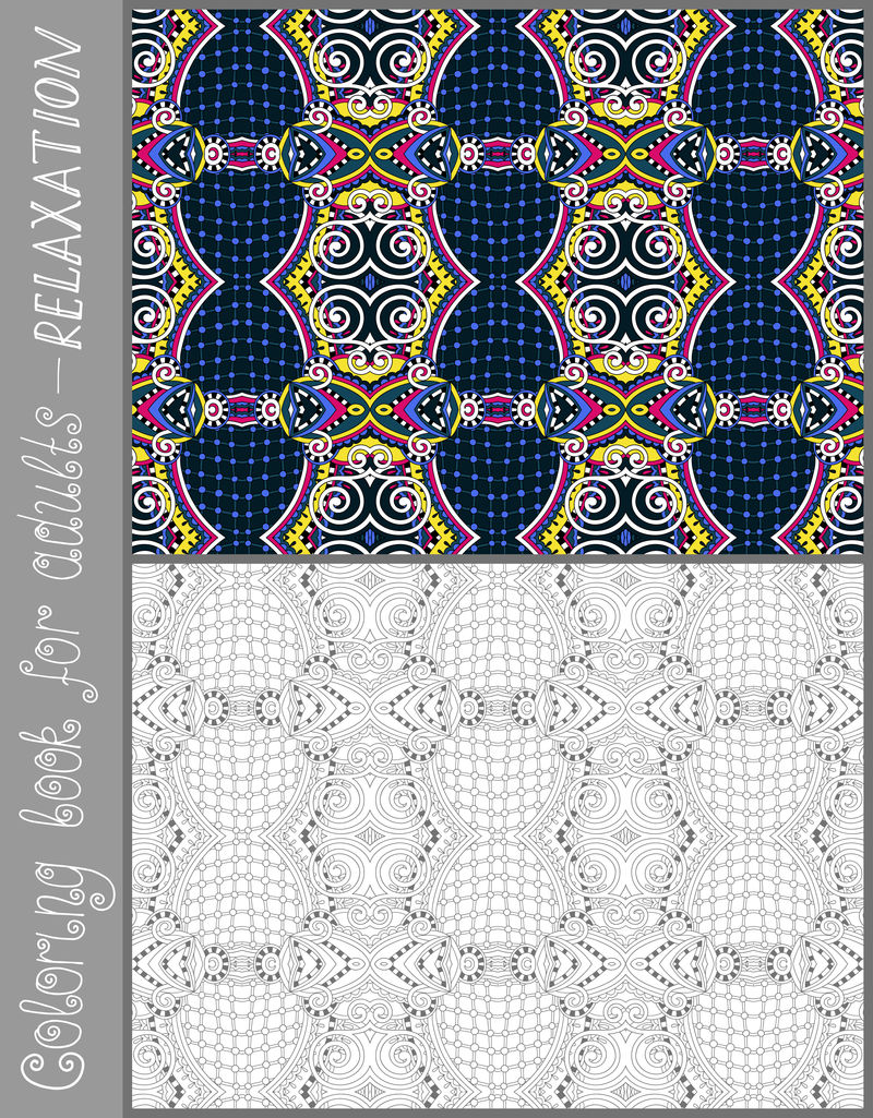 成人彩色书页-花色佩斯利设计