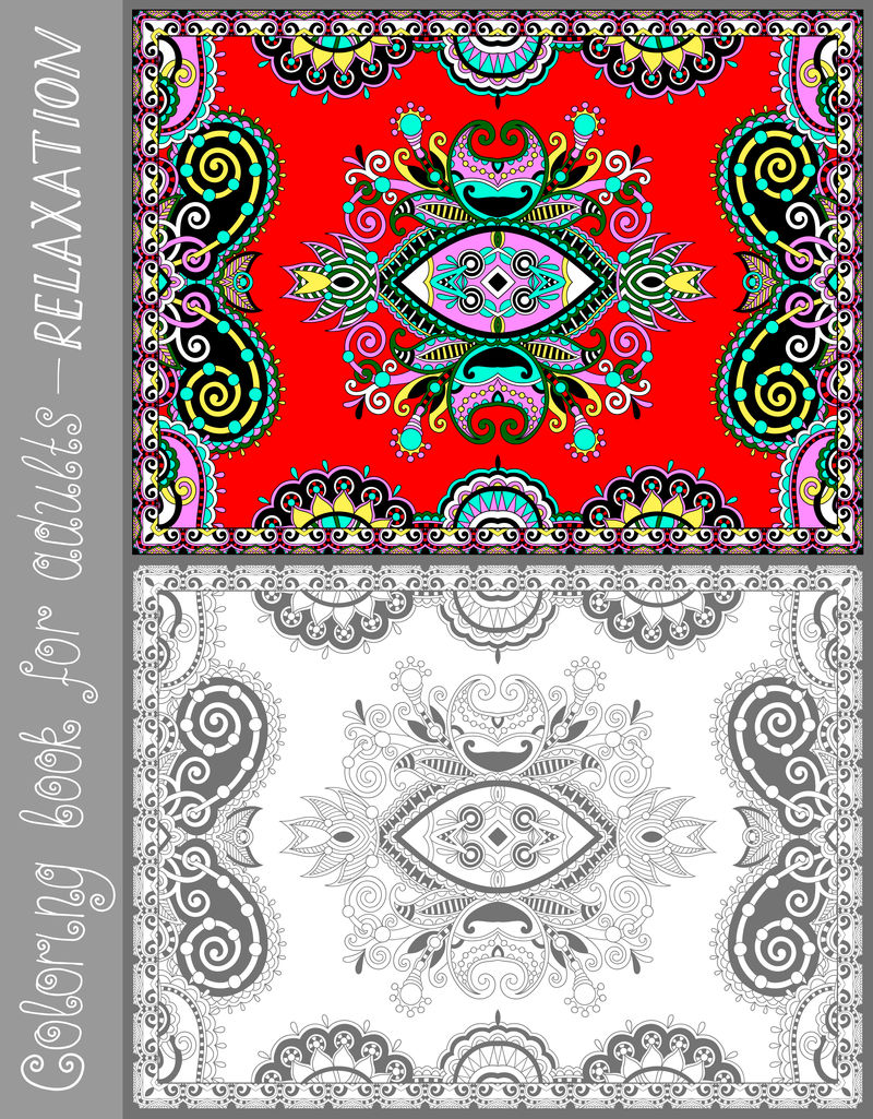 成人彩色书页-花色佩斯利设计