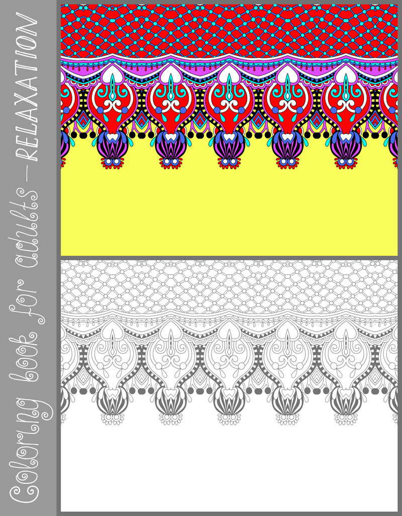 成人彩色书页-花色佩斯利设计