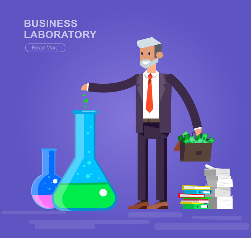 矢量详细字符商人创业实验室实验室实验概念网页矢量插图