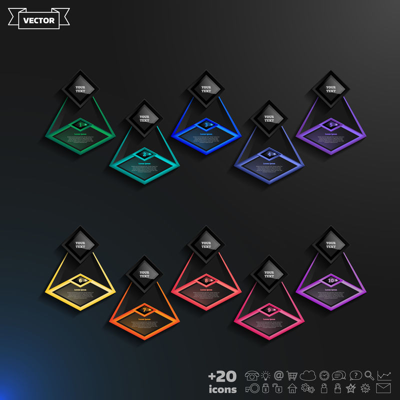 菱形矢量信息图形设计表