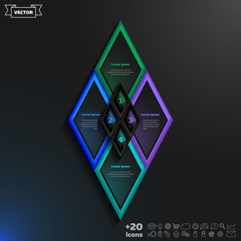 菱形矢量信息图形模板