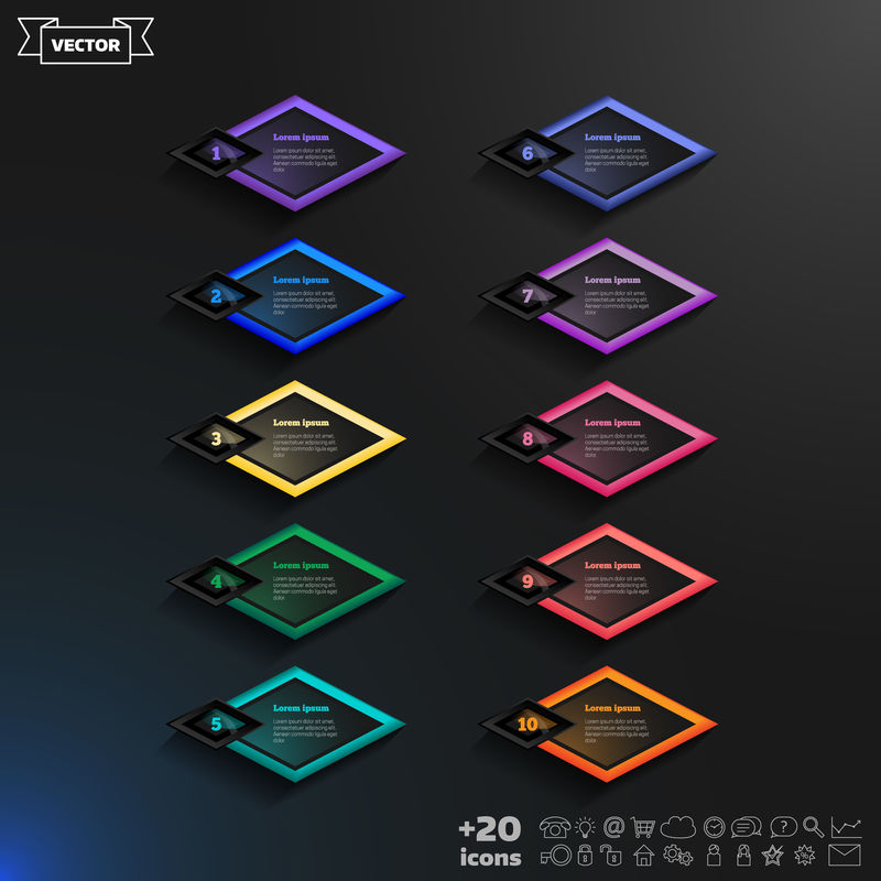 菱形矢量信息图形设计表