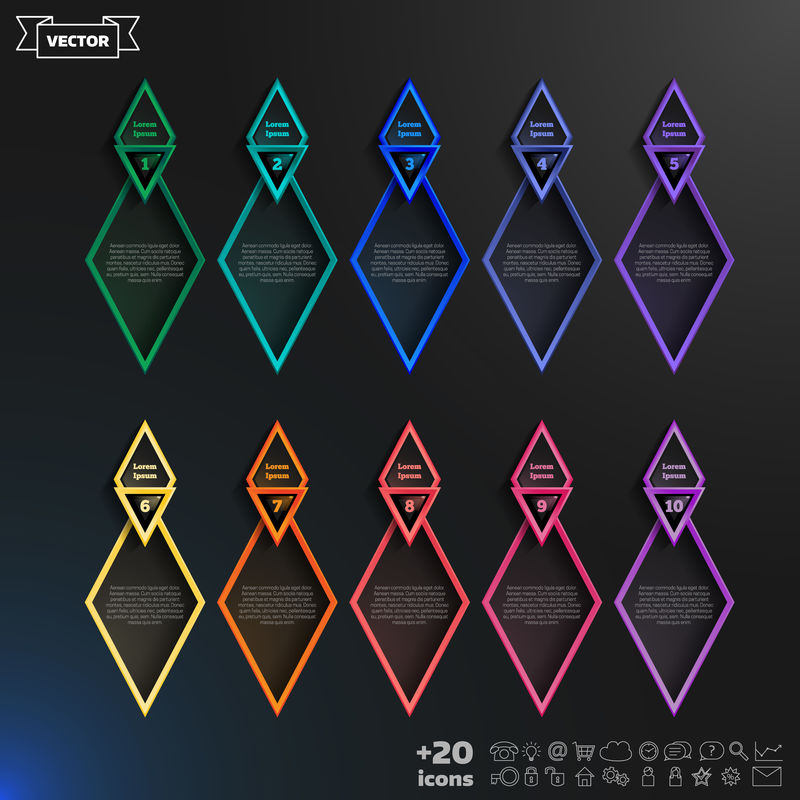 菱形矢量信息图形设计表