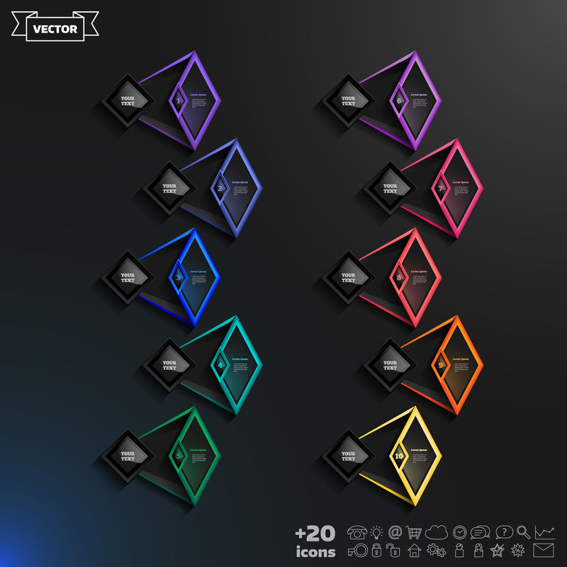 菱形矢量信息图形设计表