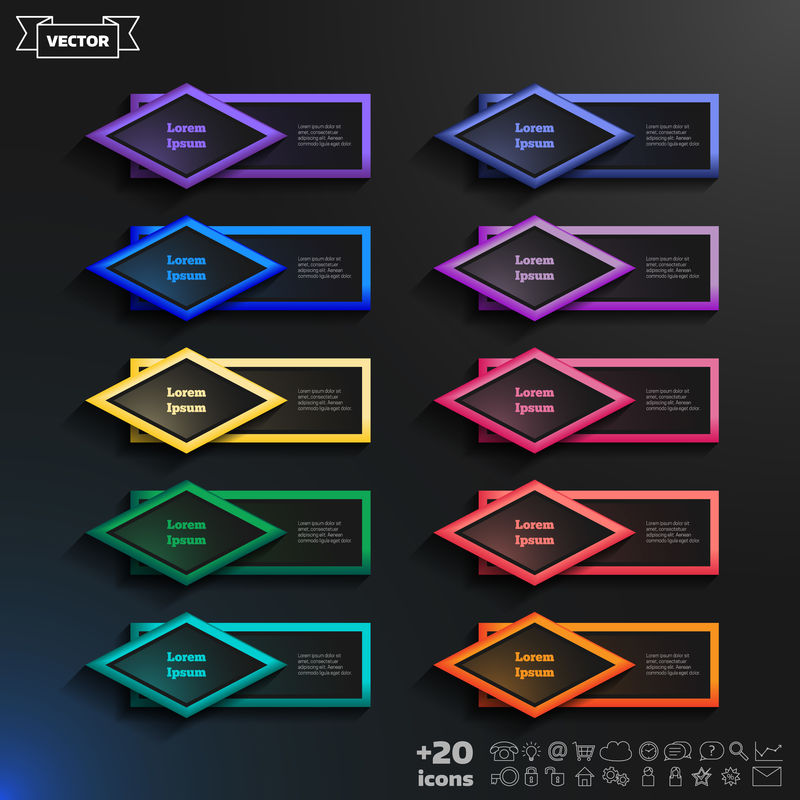 菱形矢量信息图形设计表