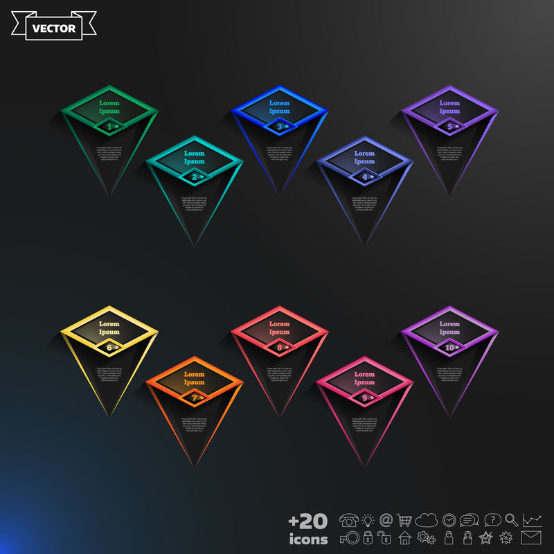 菱形矢量信息图形设计表