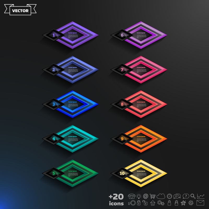 菱形矢量信息图形设计表